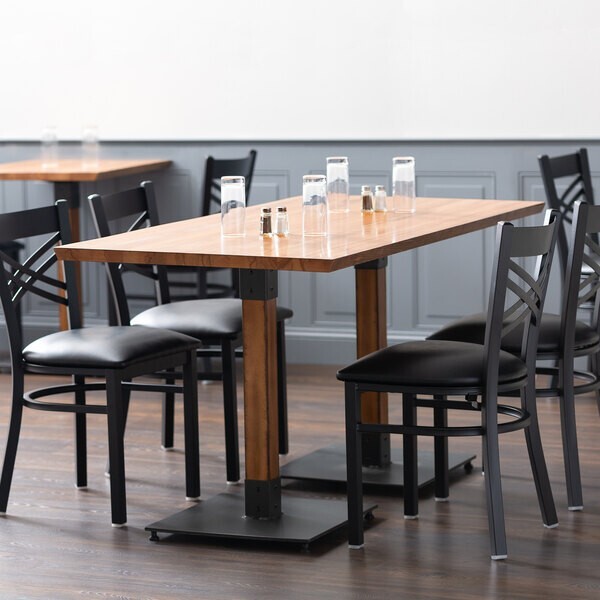 30" x 60" Rectangular Solid Wood Live Edge Restaurant Table Top in Natural Wood