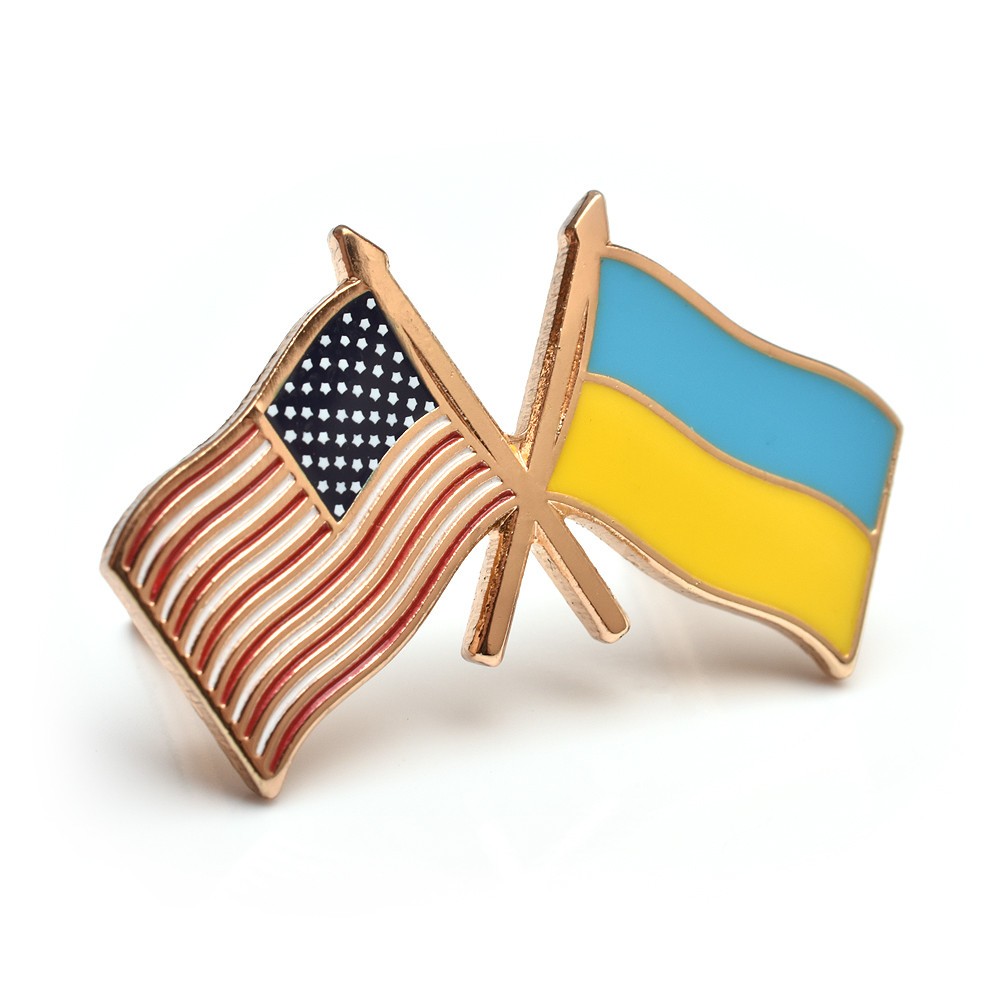 NEW USA and Ukraine Flags Lapel Pin.