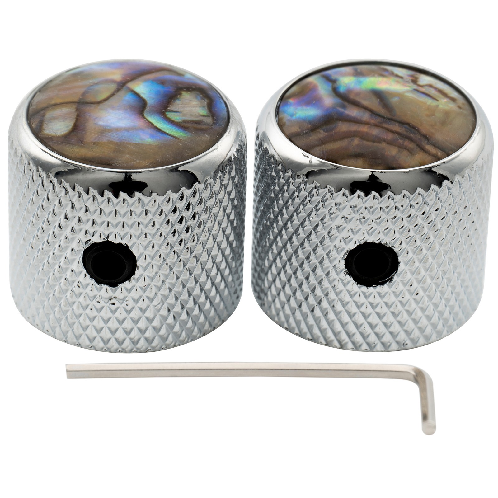 Musiclily Pro 2Pcs Chrome 1/4 Inch Steel Abalone Top Dome Universal Guitar Knobs