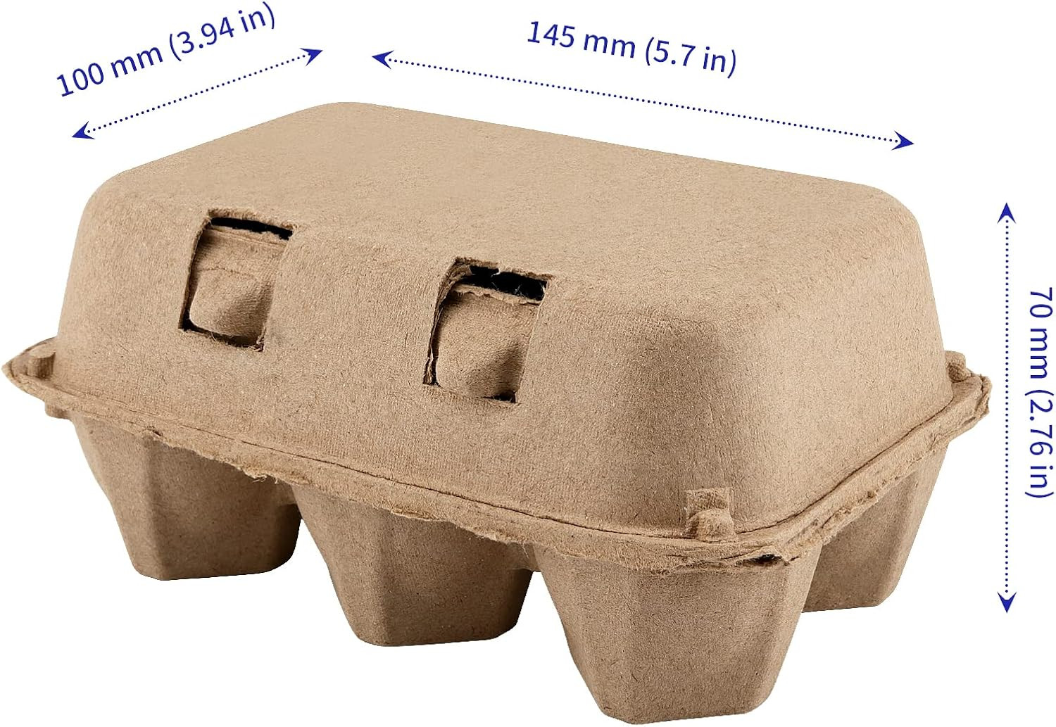 50 Pack 6 Count Paper Pulp Egg Cartons, Half Dozen Egg Holder Cardboard Egg Cart