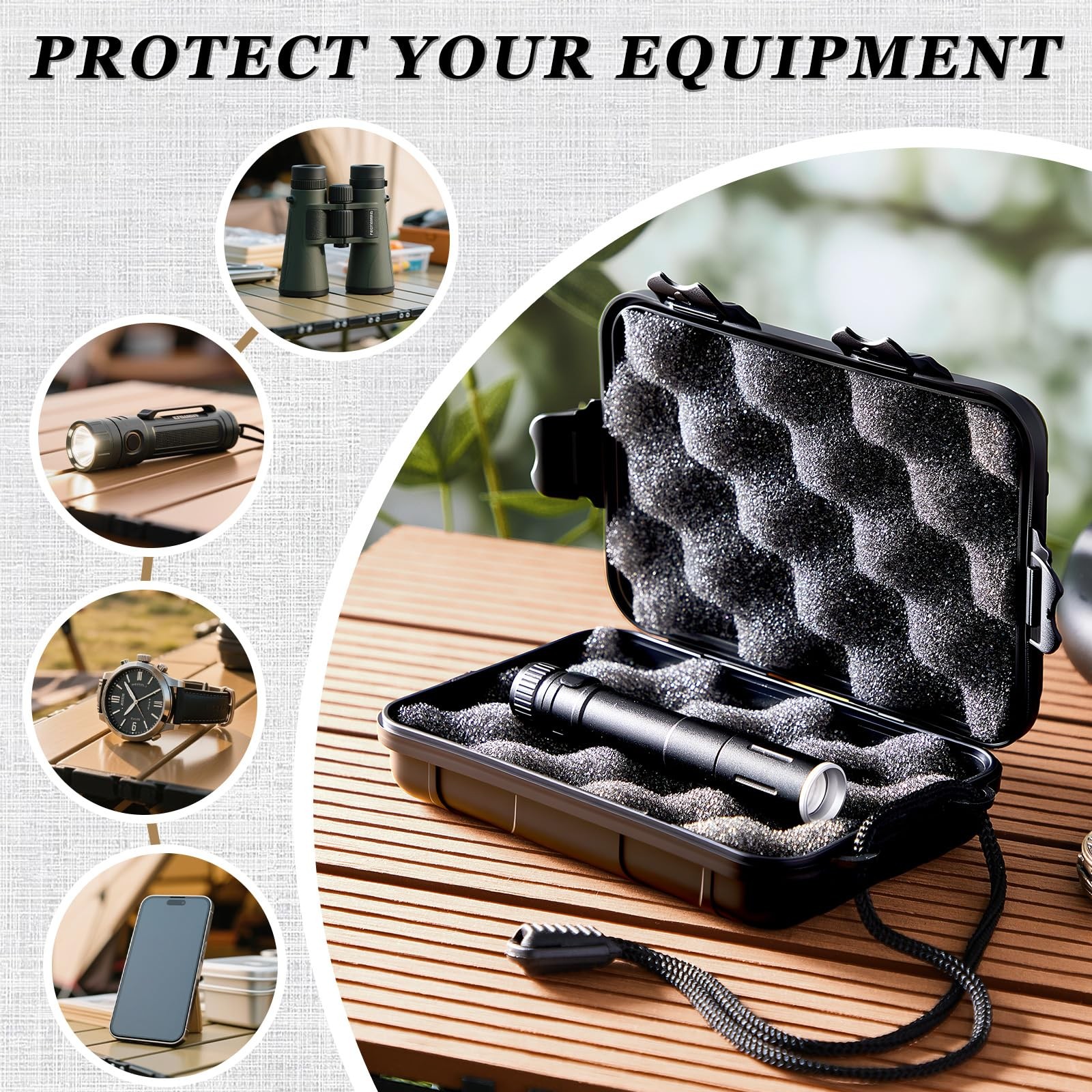 Relaxweex Waterproof Storage Box Foam Insert Shockproof Travel Case