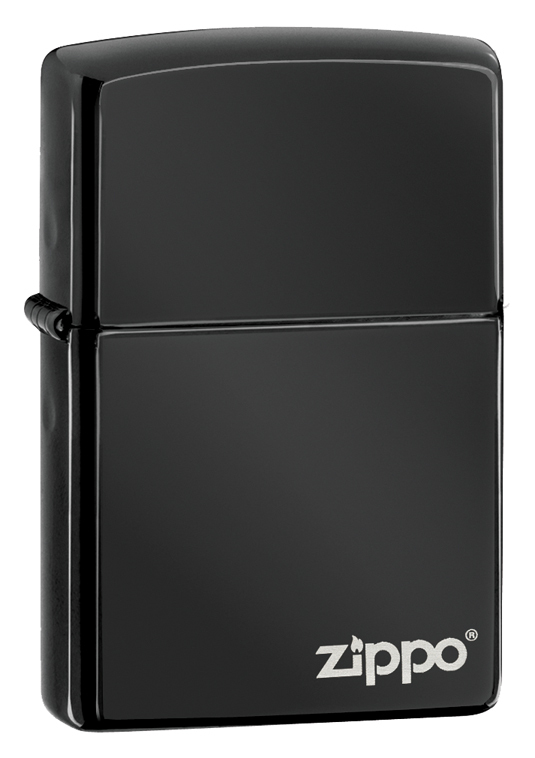Zippo Ebony Windproof Lighter With Zippo Logo, # 24756ZL, New In Box