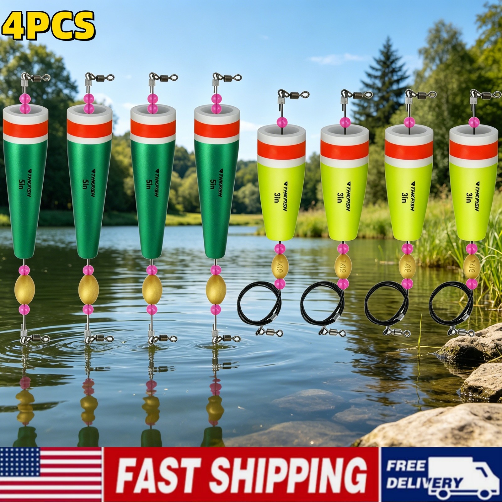 Weighted Popping Cork Fishing Floats Bobbers Trout Float Rig Saltwater Fish 4PCS