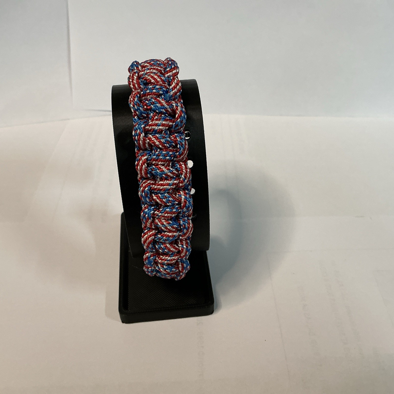 Patriotic Paracord Bracelet With Anchor Clasp. Hand Crafted