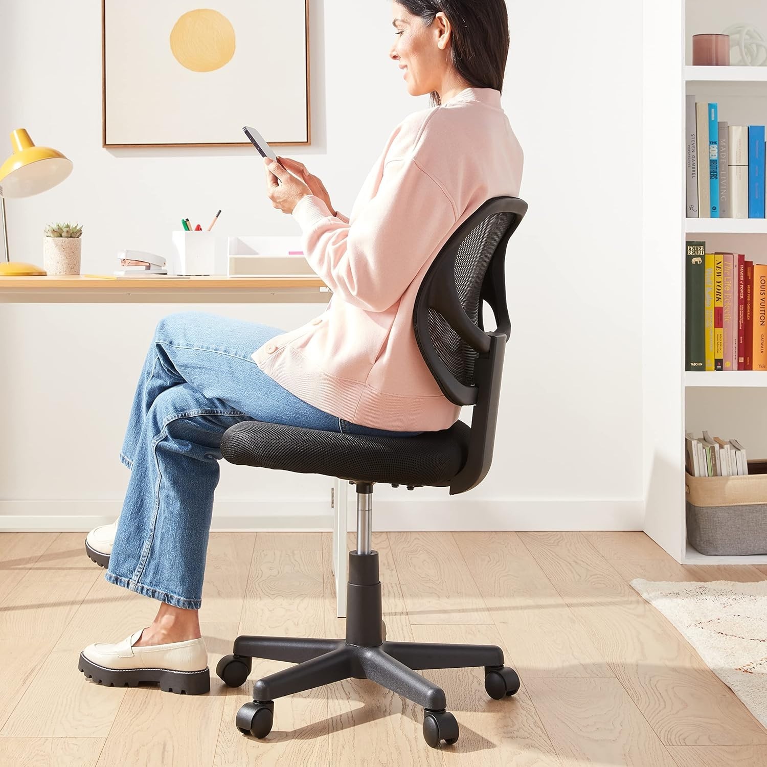 Amazon Basics Low Back Office Chair, Breathable Mesh, Height Adjustable, Padded
