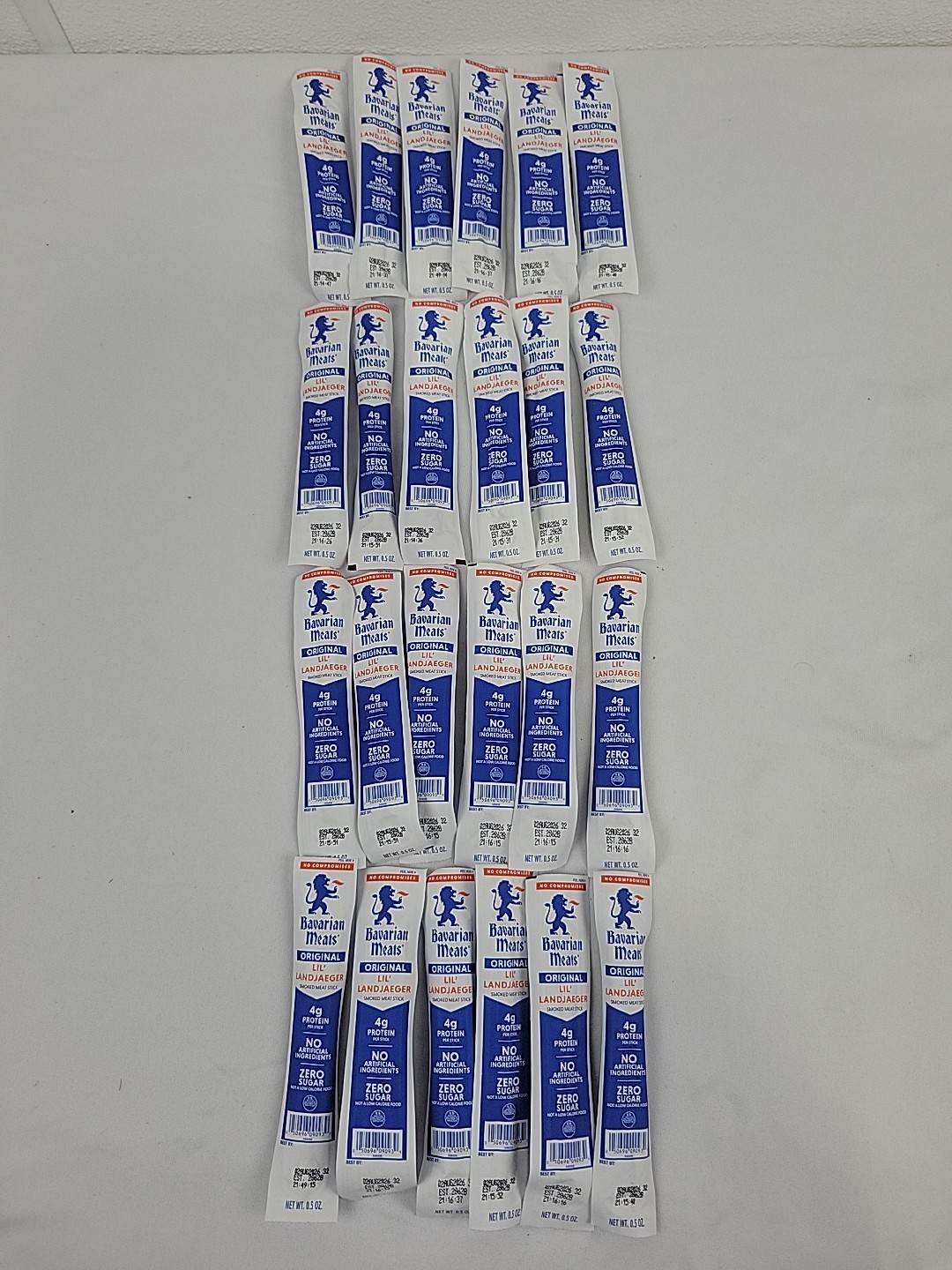 Bavarian Meats Original Lil' Landjaeger Smoked Meat Sticks - Lot Of 24 - 0.5 Oz