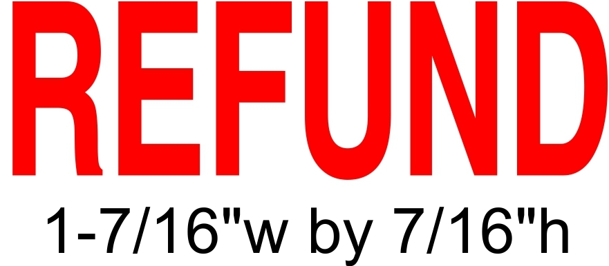 REFUND text on IDEAL 4911 Self-inking Rubber Stamp with RED INK