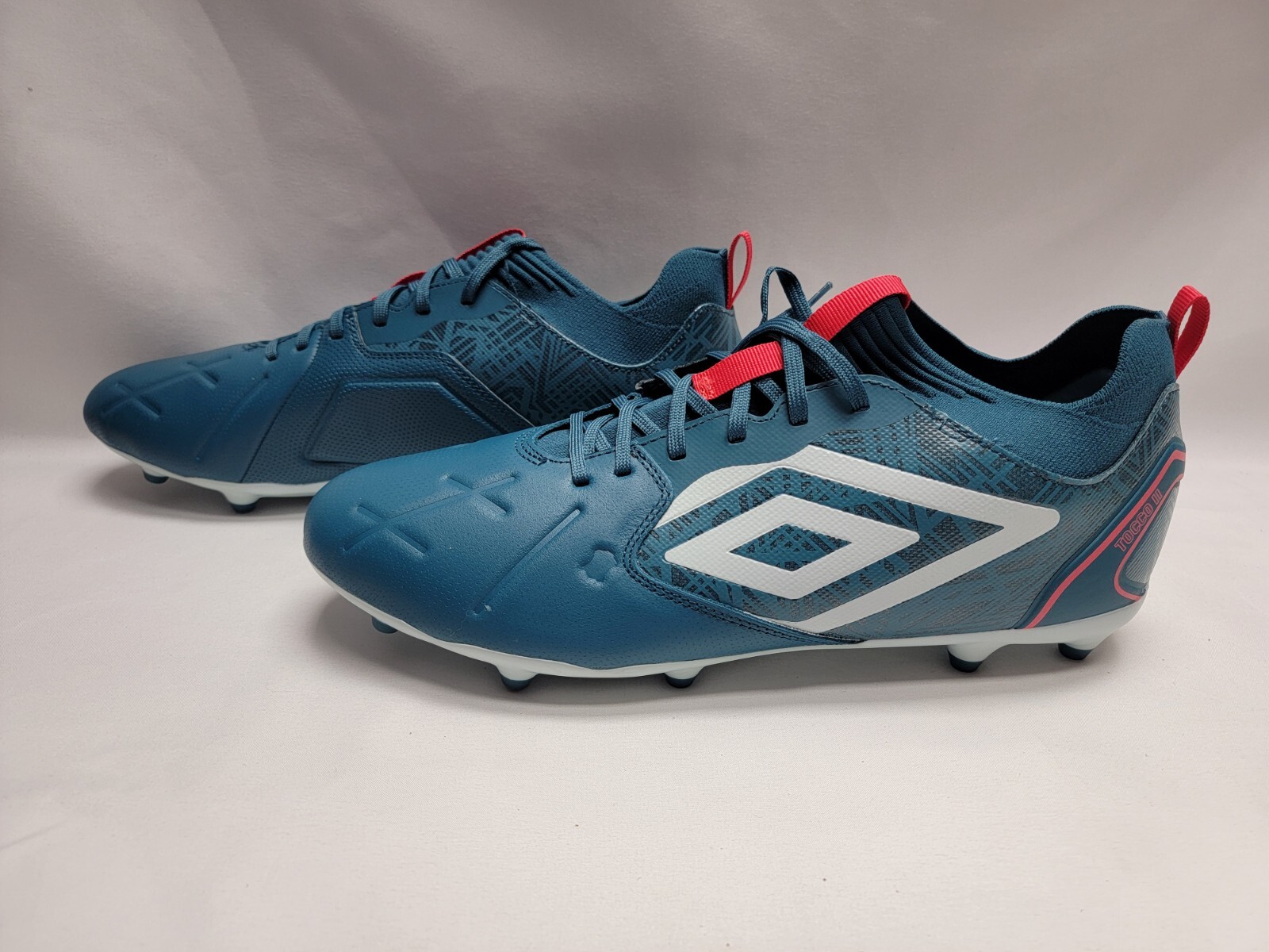Umbro Tocco II Premier FG Soccer Cleats Men Size 13 Blue Coral/Plein Air/Geraniu