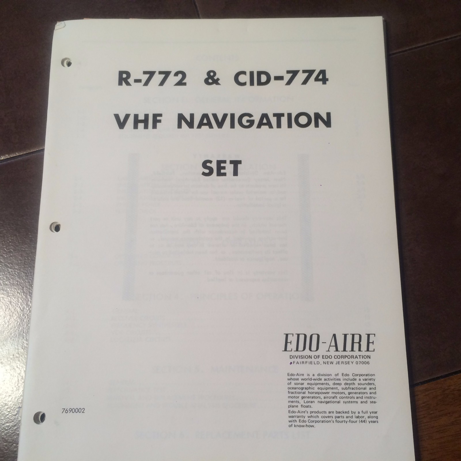 Edo-Aire R-772 Nav & CID-772, CID-774 Indicator Install, Service & Parts Manual