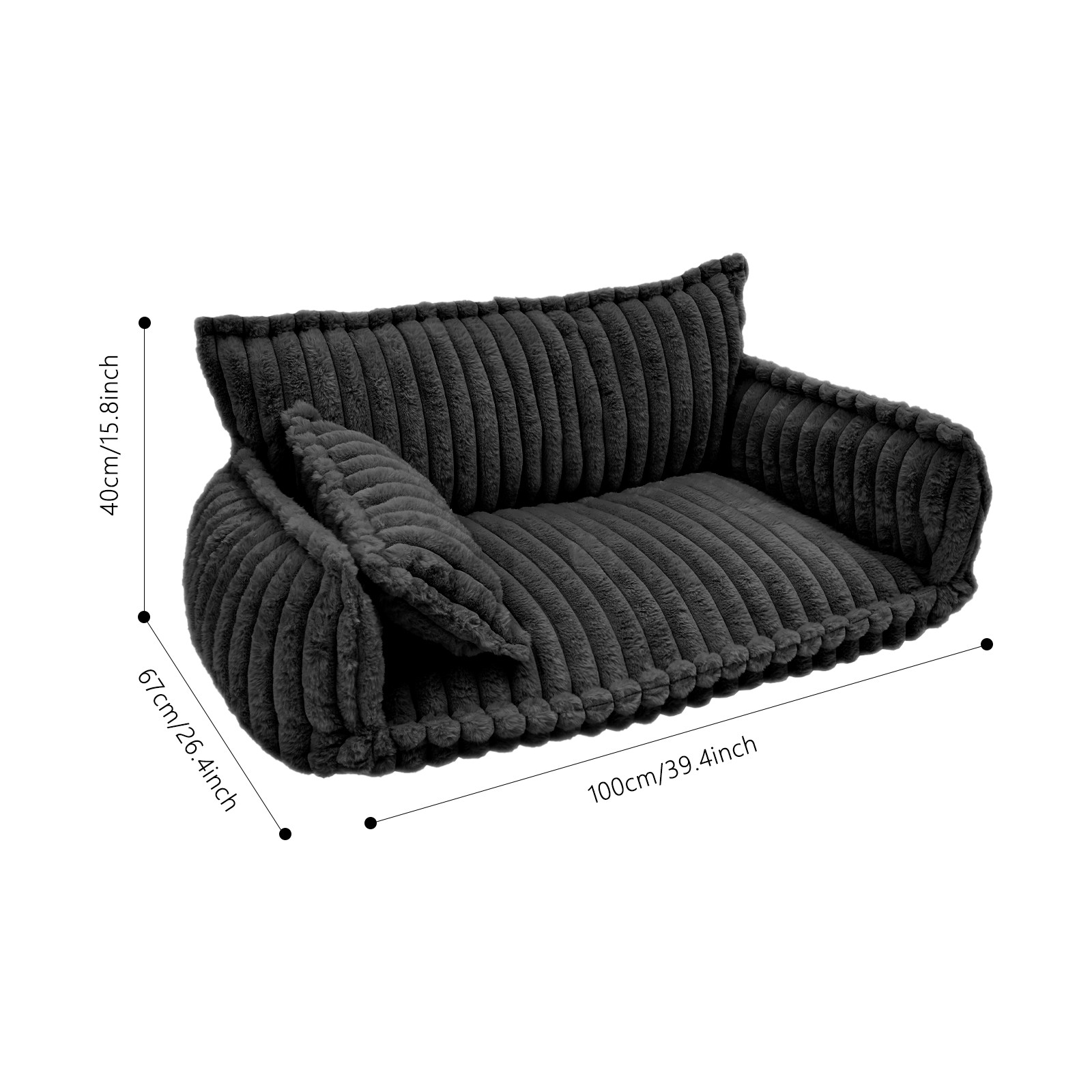 Pet Couch with Removable Washable Cover, Pet Couch Bed for Dog and Cat, Calming