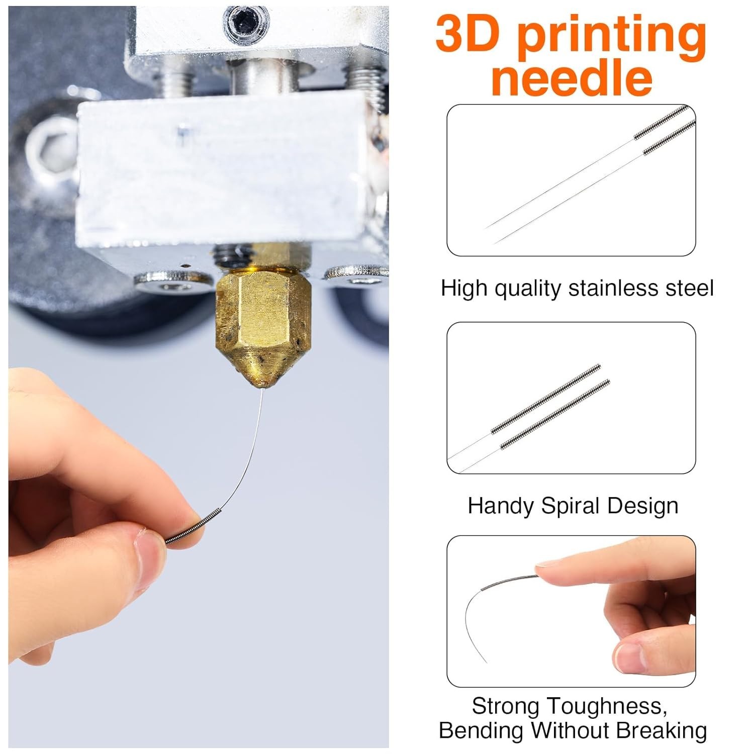 60PCS 0.4mm 3D Printer Nozzle Cleaning Kit - Stainless Steel Tools