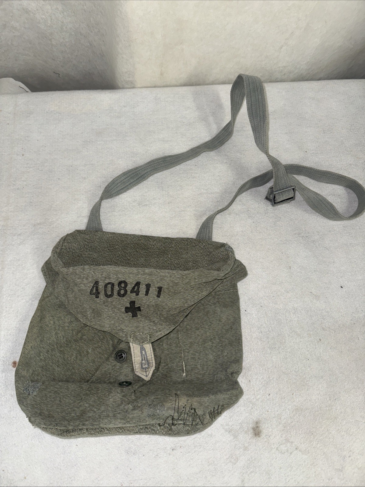 Vintage Swiss Army Military Crossbody Medic Pouch Bag Salt & Pepper Hipster Punk