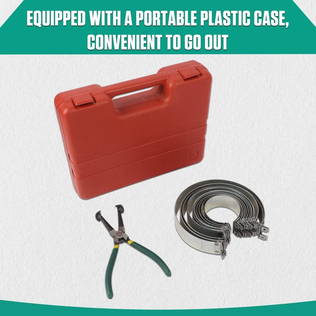 Piston Ring Compressor Tool With Pliers And 14 Rings (2.4" - 5.7"),