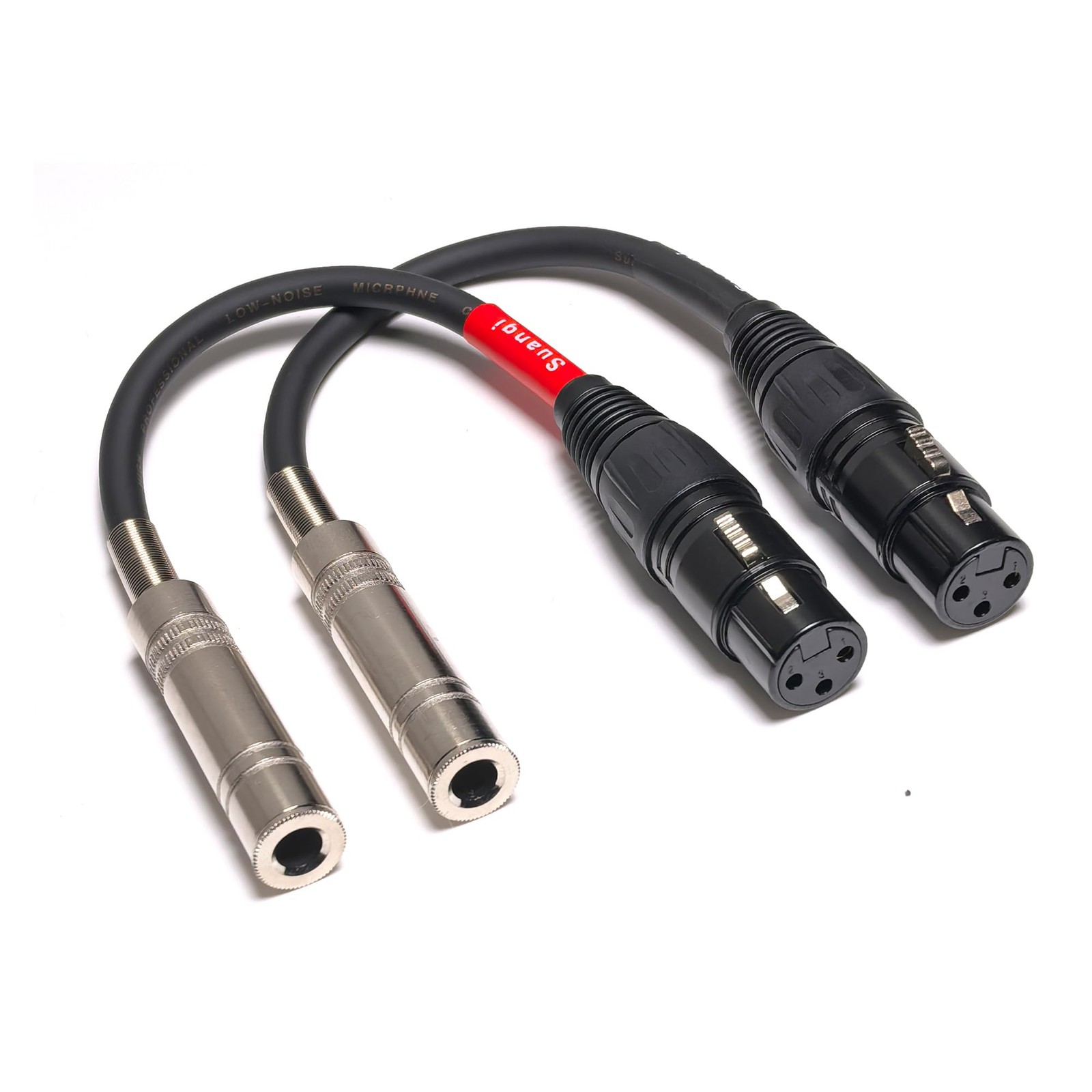 6 inch XLR Female to 1/4 inch TRS Female Adapter Cable, 2 Pack (XLR to TRS)