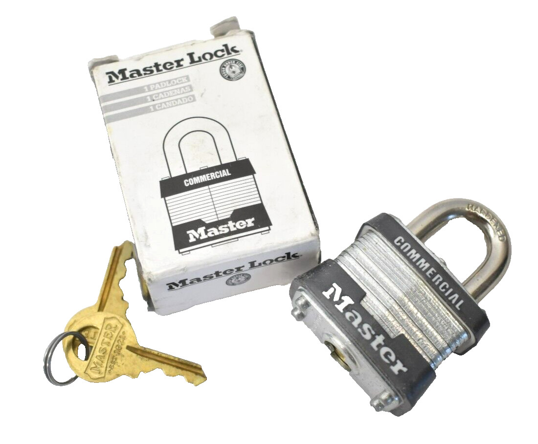 Master Lock 1-1/2" Laminated Steel Padlock No 3KA 0877 3/4" Open Shackle