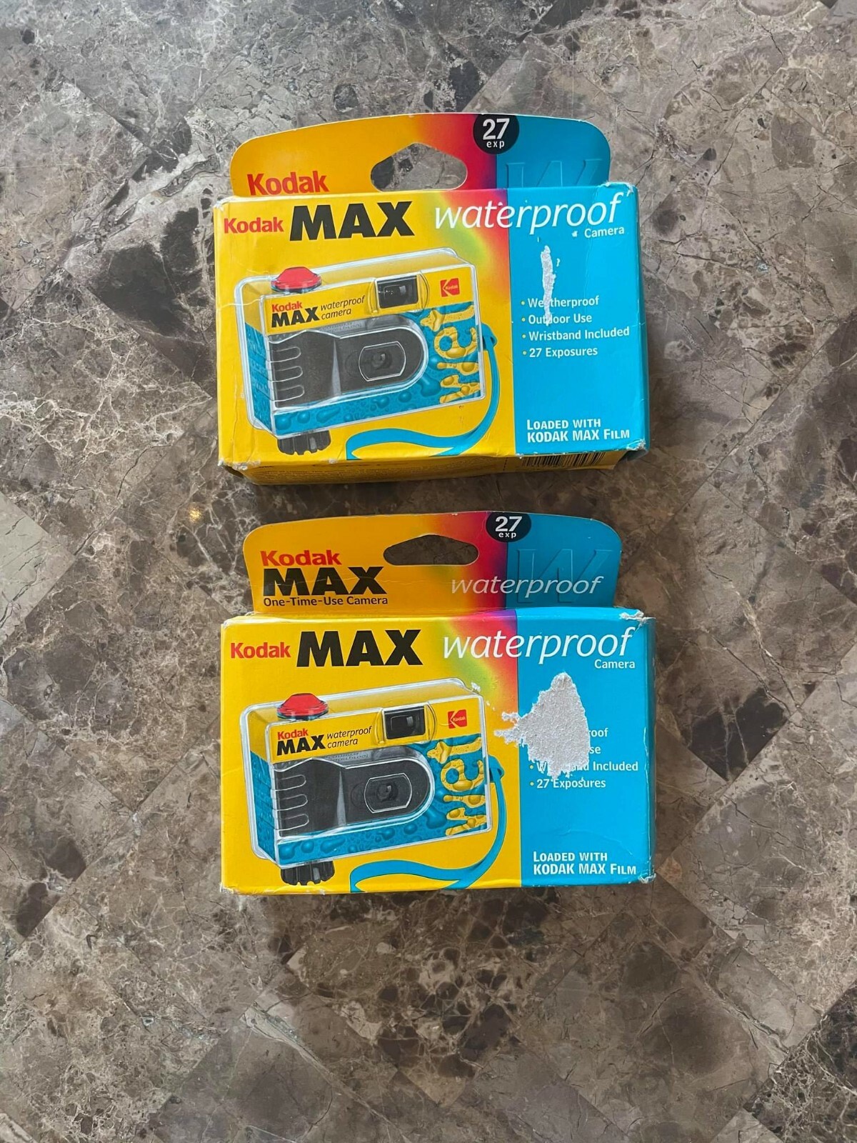 New- Kodak Max Waterproof Film 27 EXP Camera 35 MM Outdoor Wristband 2 pack
