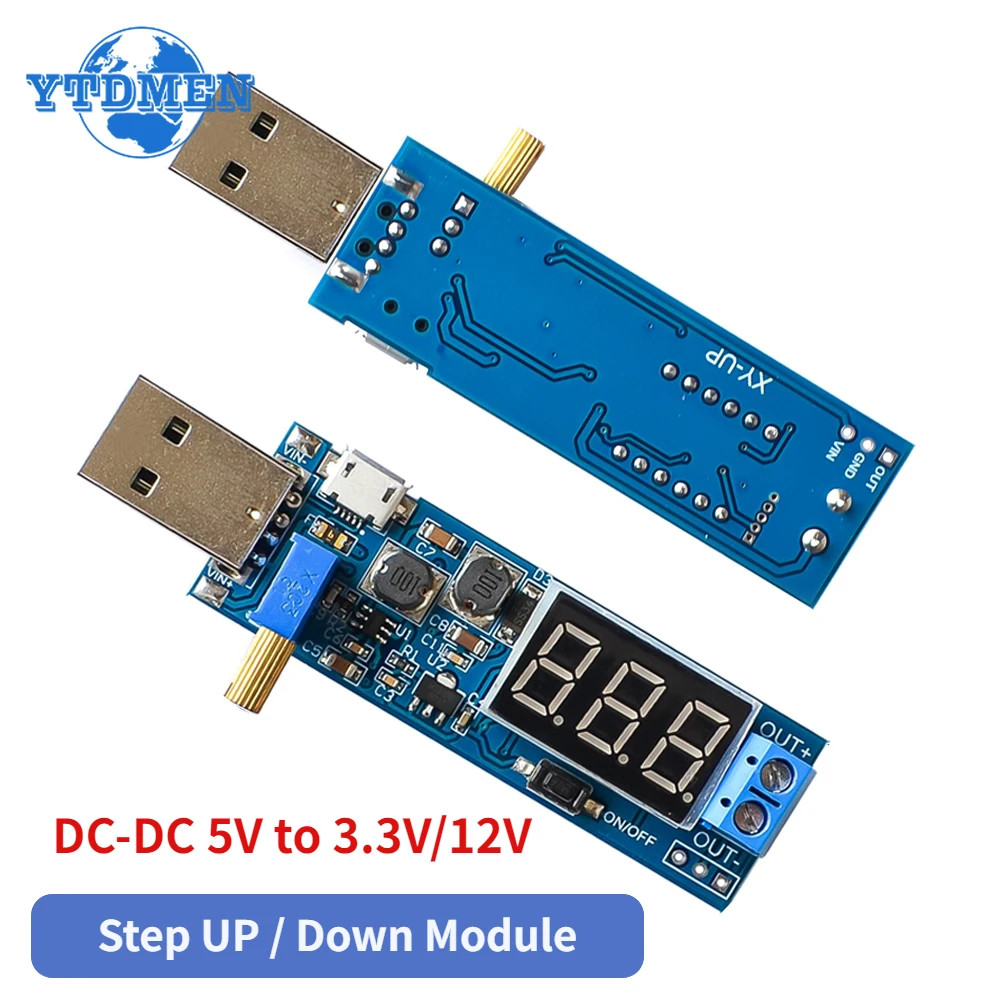1PCS USB Boost/Buck Converter Step Up/Down 5V to 3.3V/12V Adjustable 1.2V-24V