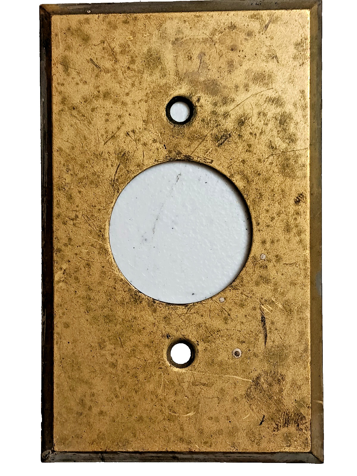 Antique Brass Metal Round Hole Outlet Cover Plate Wall Box Cover Nice Patina