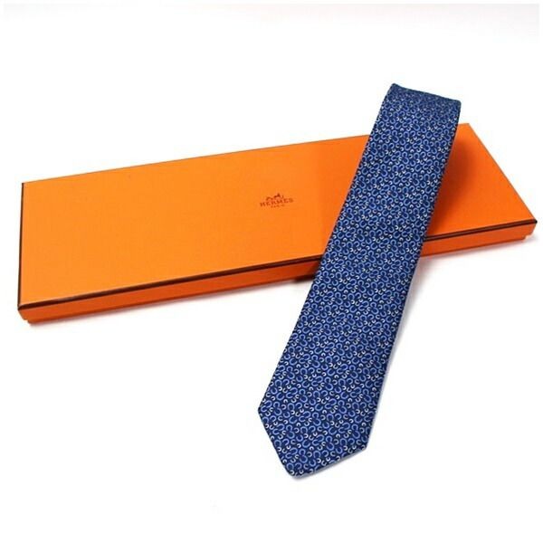 Hermes Silk Necktie Horseshoe Horse Used A Rank Mens