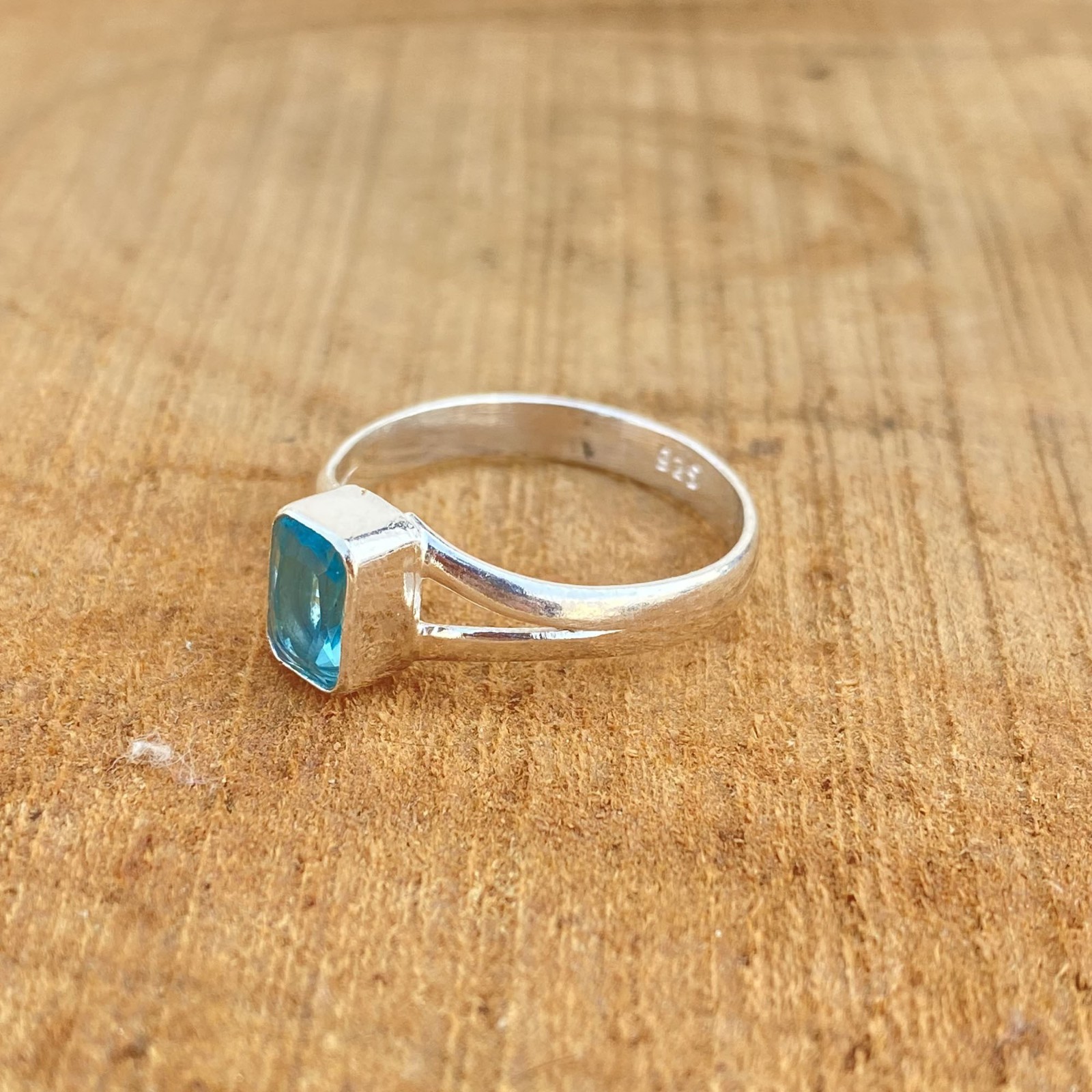 Solid 925 Silver Blue Topaz Ring Handmade Statement Boho Ring All Size SR782