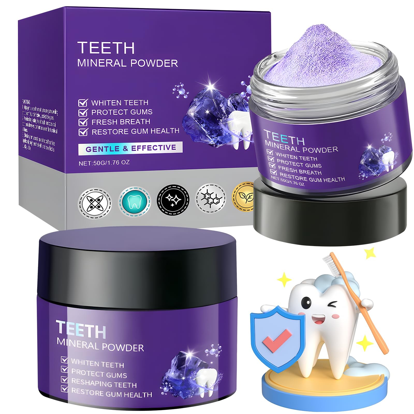 2PCS Teeth Restoration Mineral Powder,Mineral Tooth 0.5 Ounce (Pack of 2)