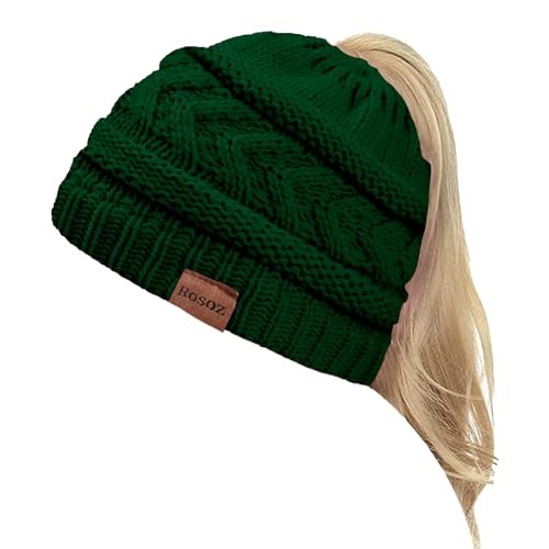 2 Pack Ponytail Beanie for Women,Winter Warm 7 3/4-7 7/8 1pack-tealgreen