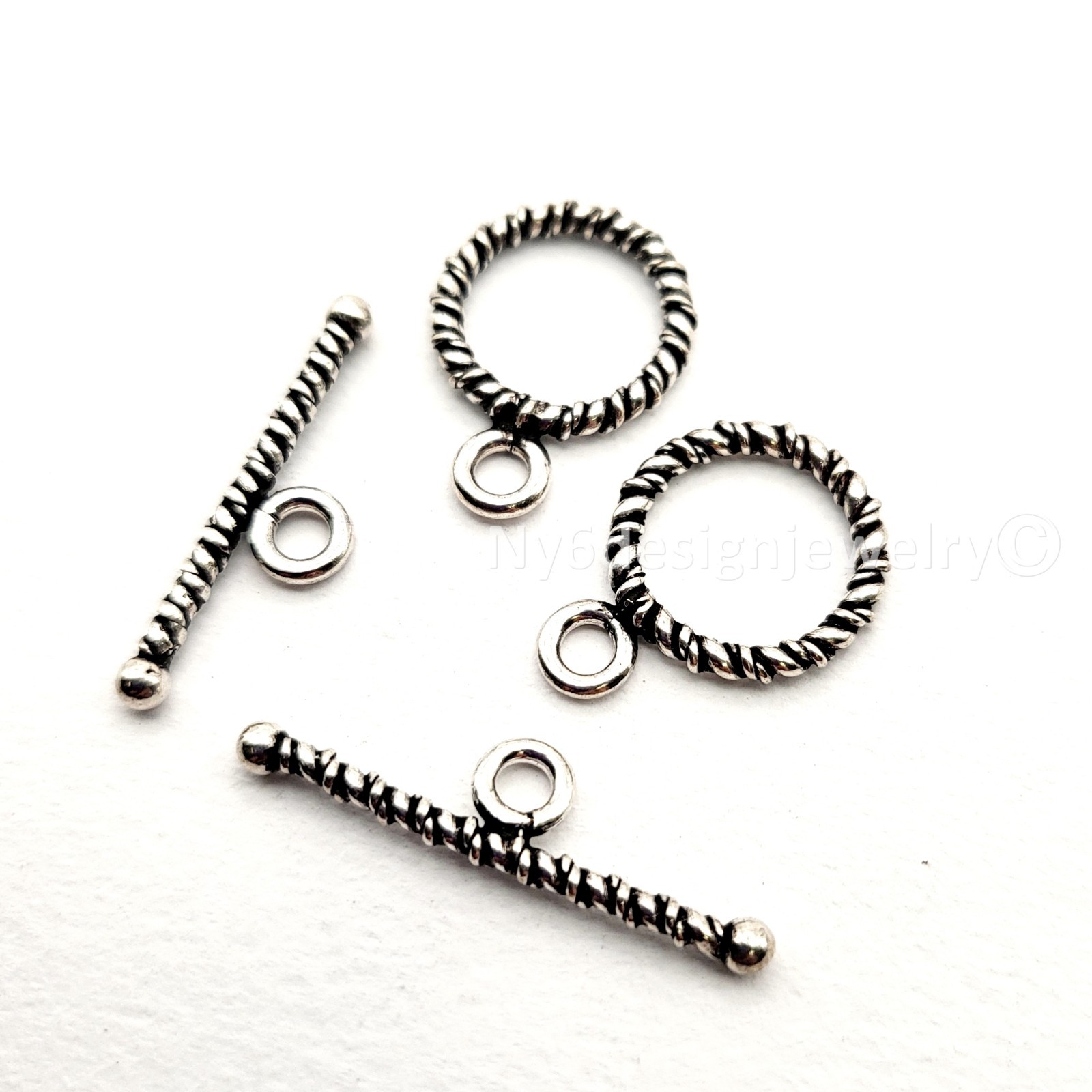 Sterling Silver Double-Twist Toggle Clasp –14.5mm Ring with 24m Bar, .925 Silver