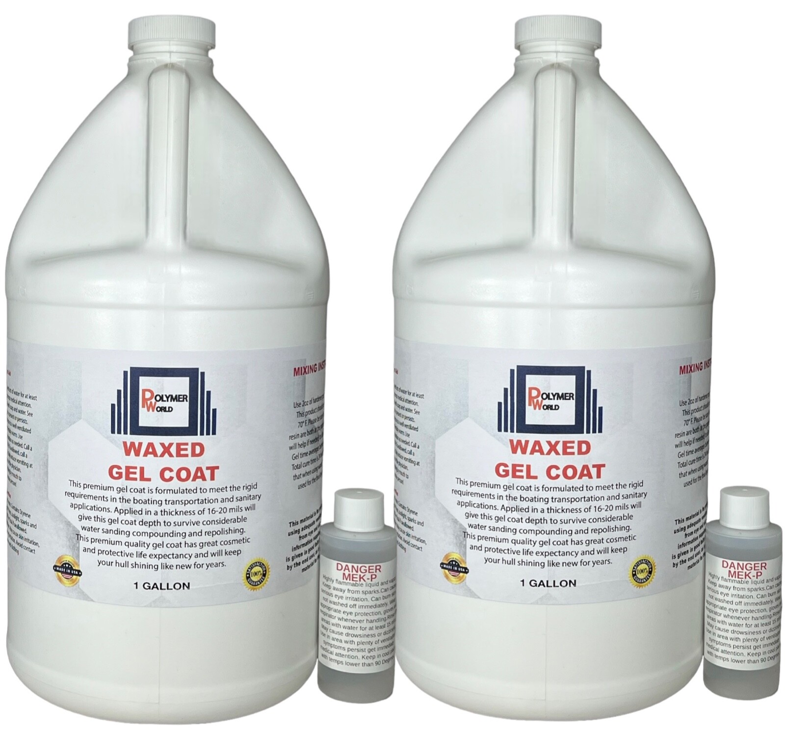 White Gelcoat with Wax- 2 Gal Marine Boats Cars RV Fiberglass Tubs Pools Repair