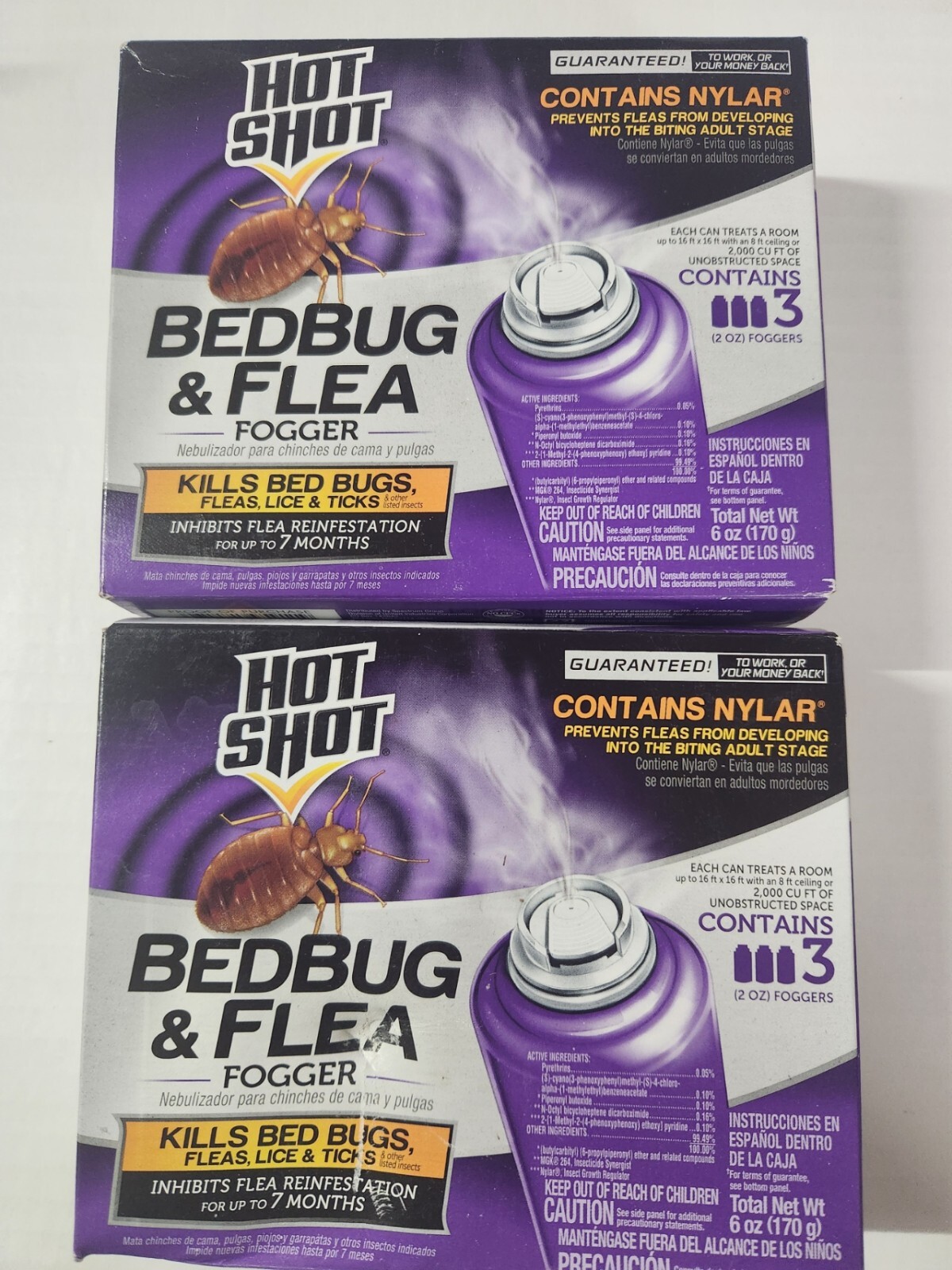 2-Hot Shot Foggers Insect Killer INDOOR BED BUGS & FLEA Ticks Lice 6-total