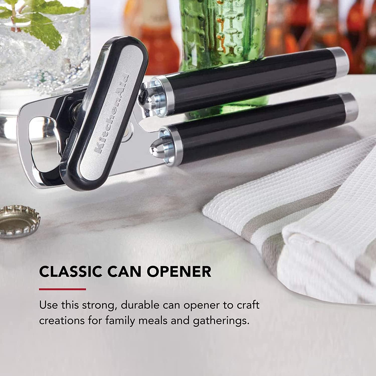 Classic Multifunction Can Opener and Bottle Opener Easy to Use, Razor Sharp Stai