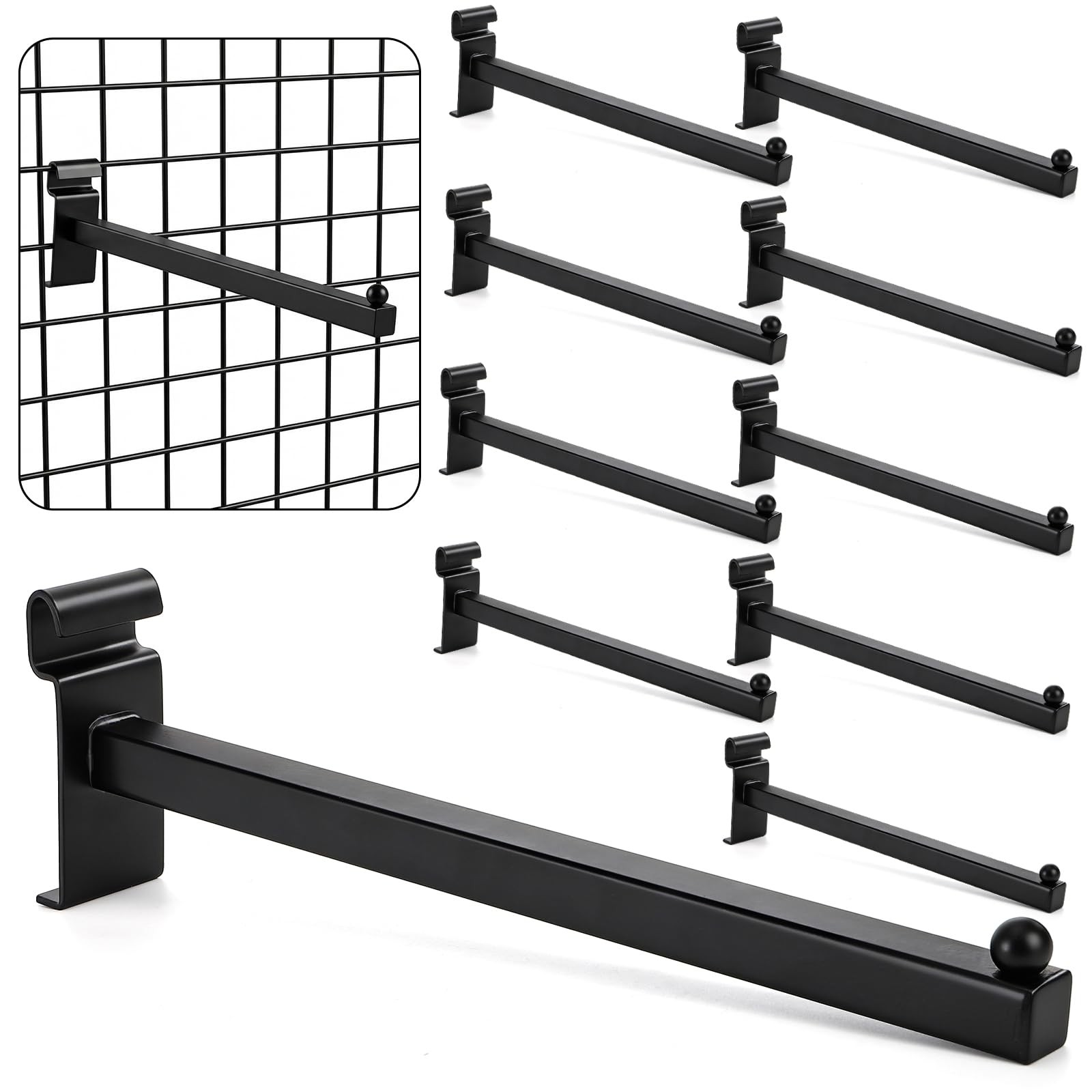 Gridwall Waterfall Hooks 12 Inch Clothing Hangers Wire Panel Bracket 10 PCS