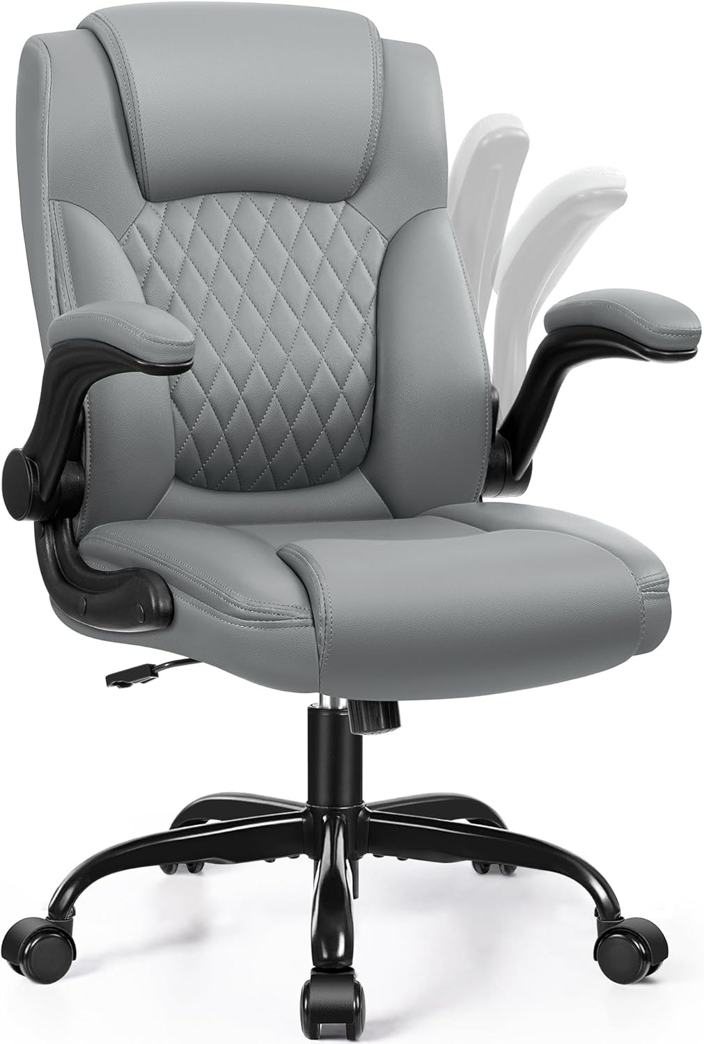 Leather Office Chair, PU Home Computer Desk Chairs with Ergonomic Back Support,