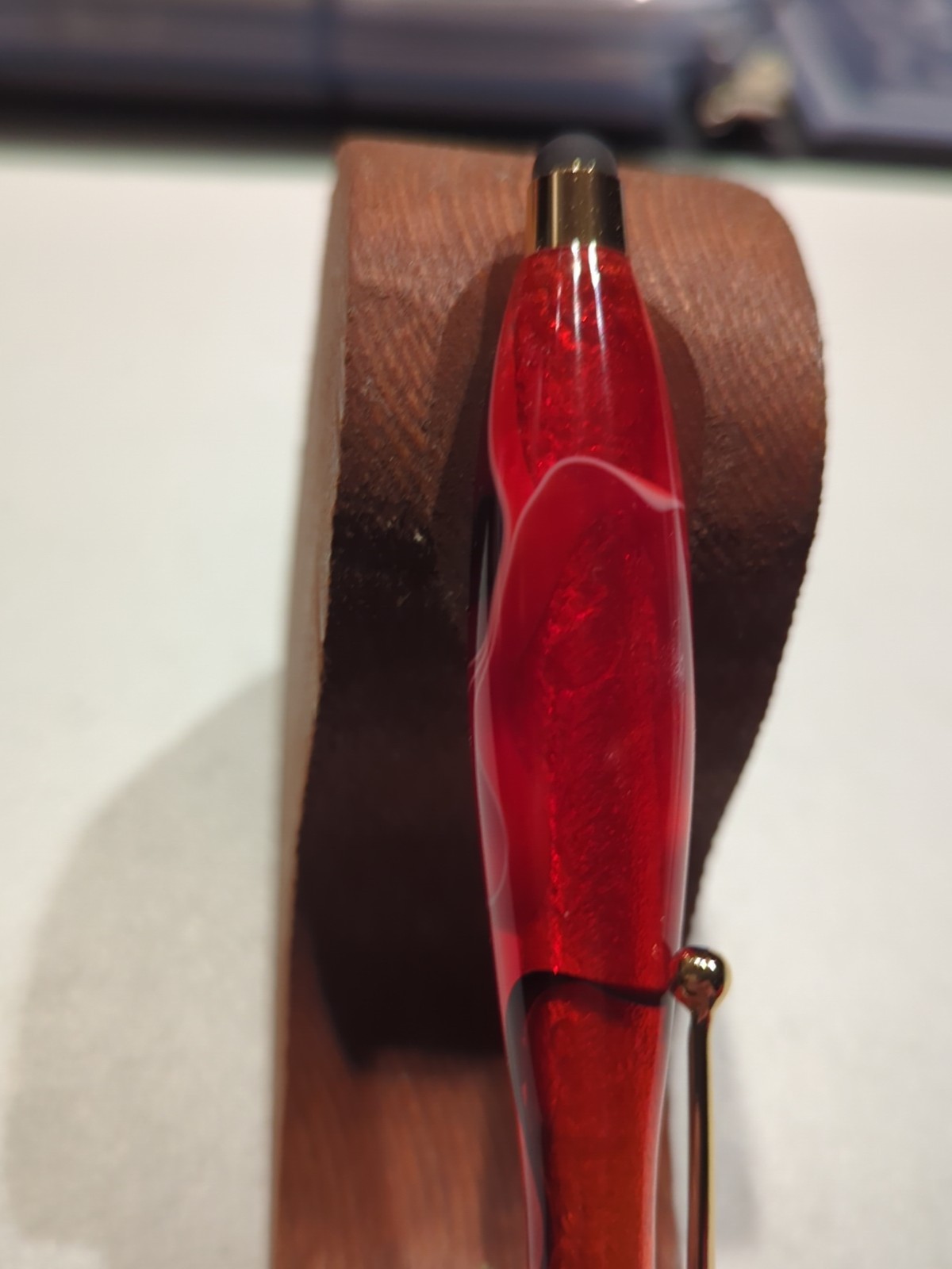 Handmade Acrylic Stylus Red With Gold Trim