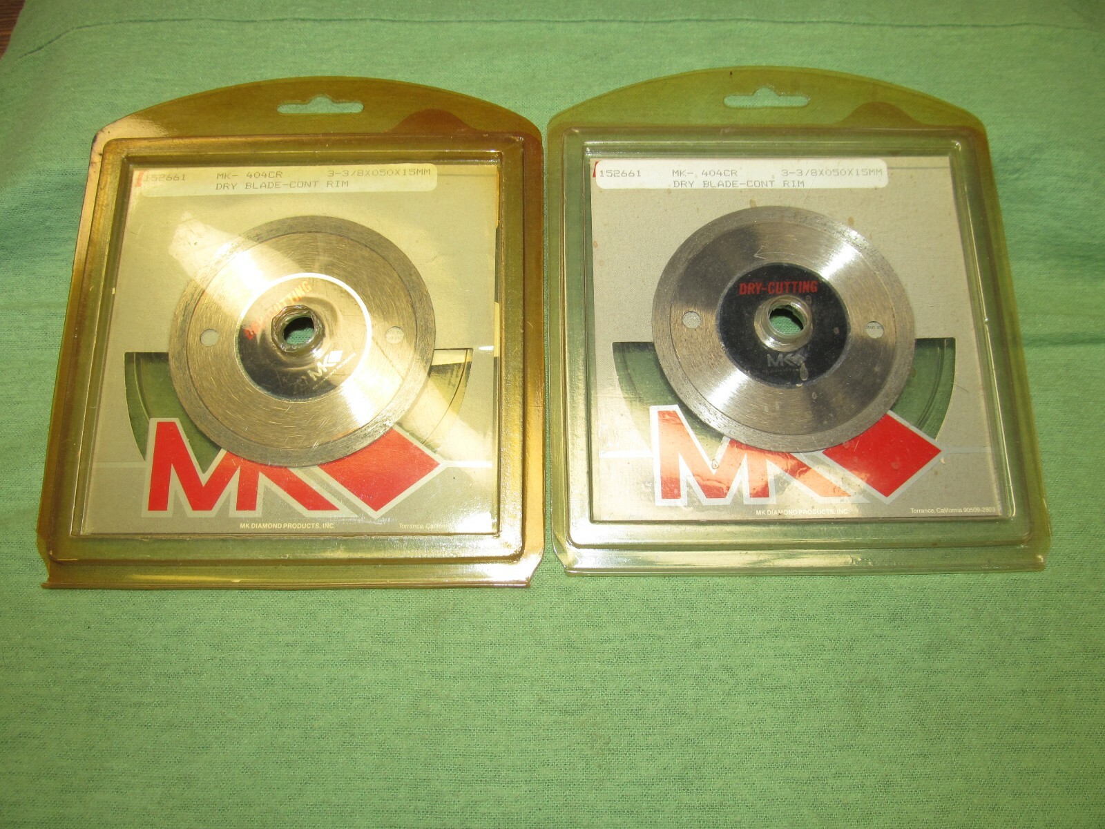 Pair of used MK Dry Cutting Blades - 3.375" Diameter - pn MK-404CR