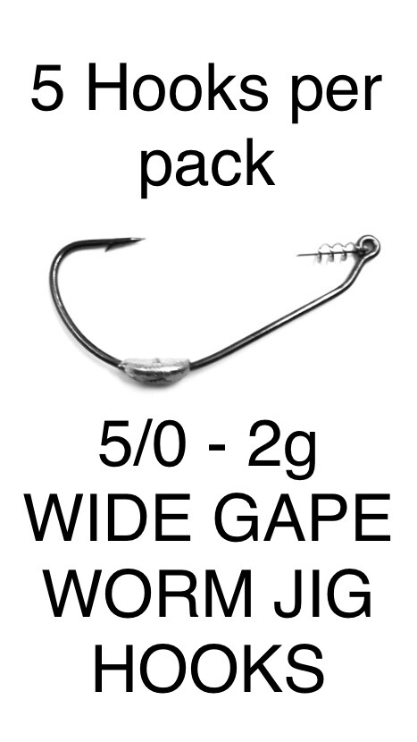 5/0 WEIGHTED WIDE GAPE WORM JIG HOOK SOFT PLASTICS mustad vmc style