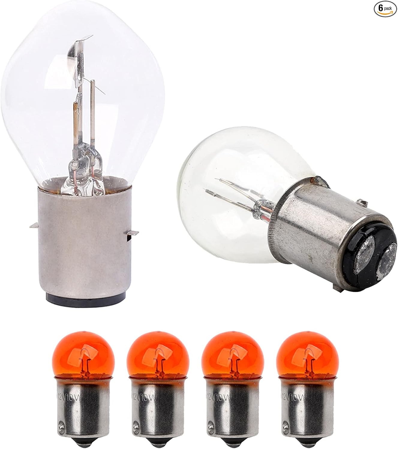 6Pcs Motorcycle Scooter Bulbs Set Kits Head Light Bulbs Tail L Style: 6Pcs/SET