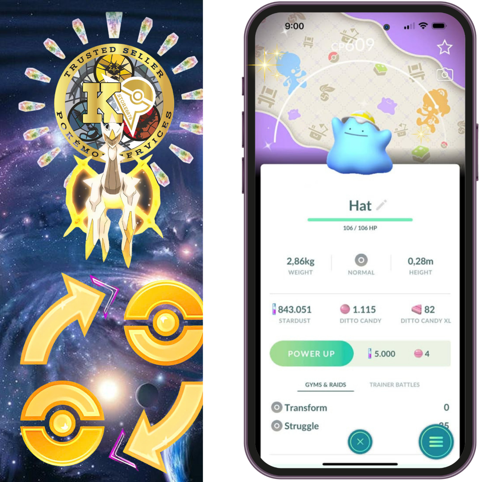 PTCGo— Shiny Ditto Hat— Ditto Cap—Pokémon Pokopia Celebration Background—Digital
