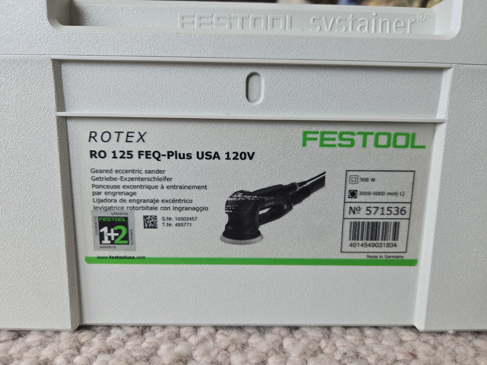 Festool Rotex RO 125 (5") FEQ-Plus With Sandpaper