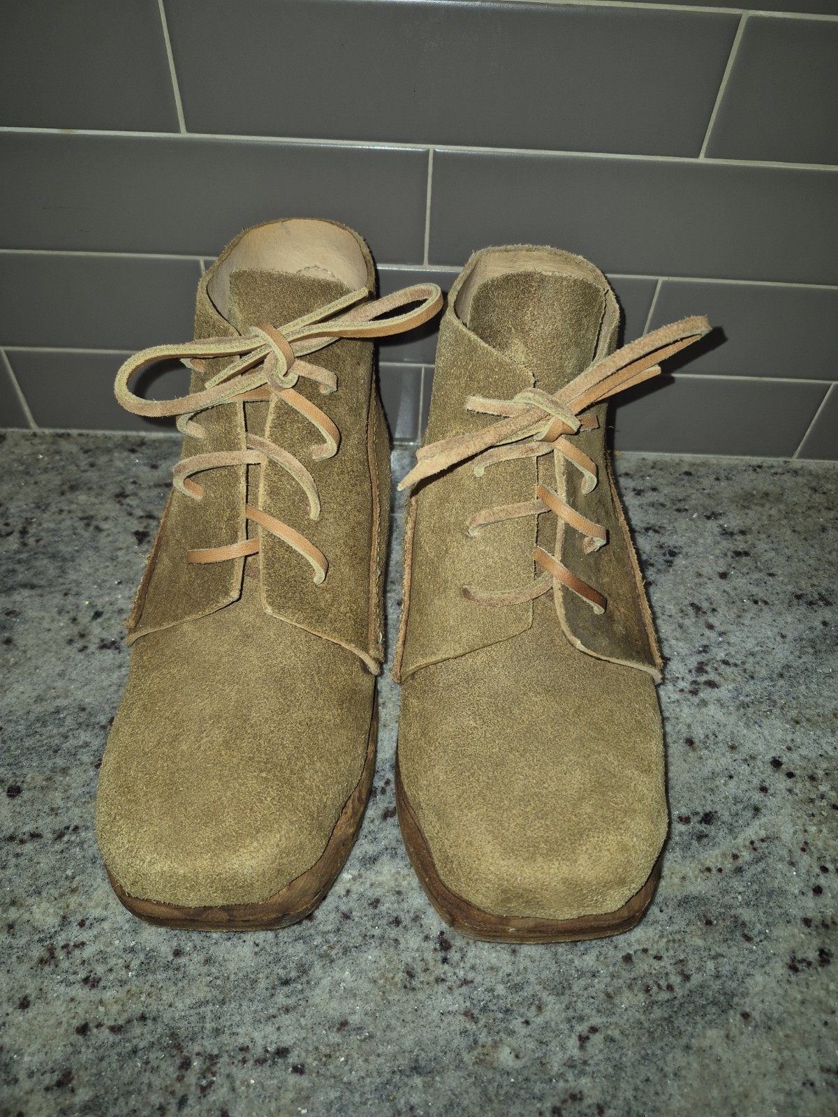 A.J. Fulks Civil War Reproduction Brogan Boots Tan Roughout Leather Size 8