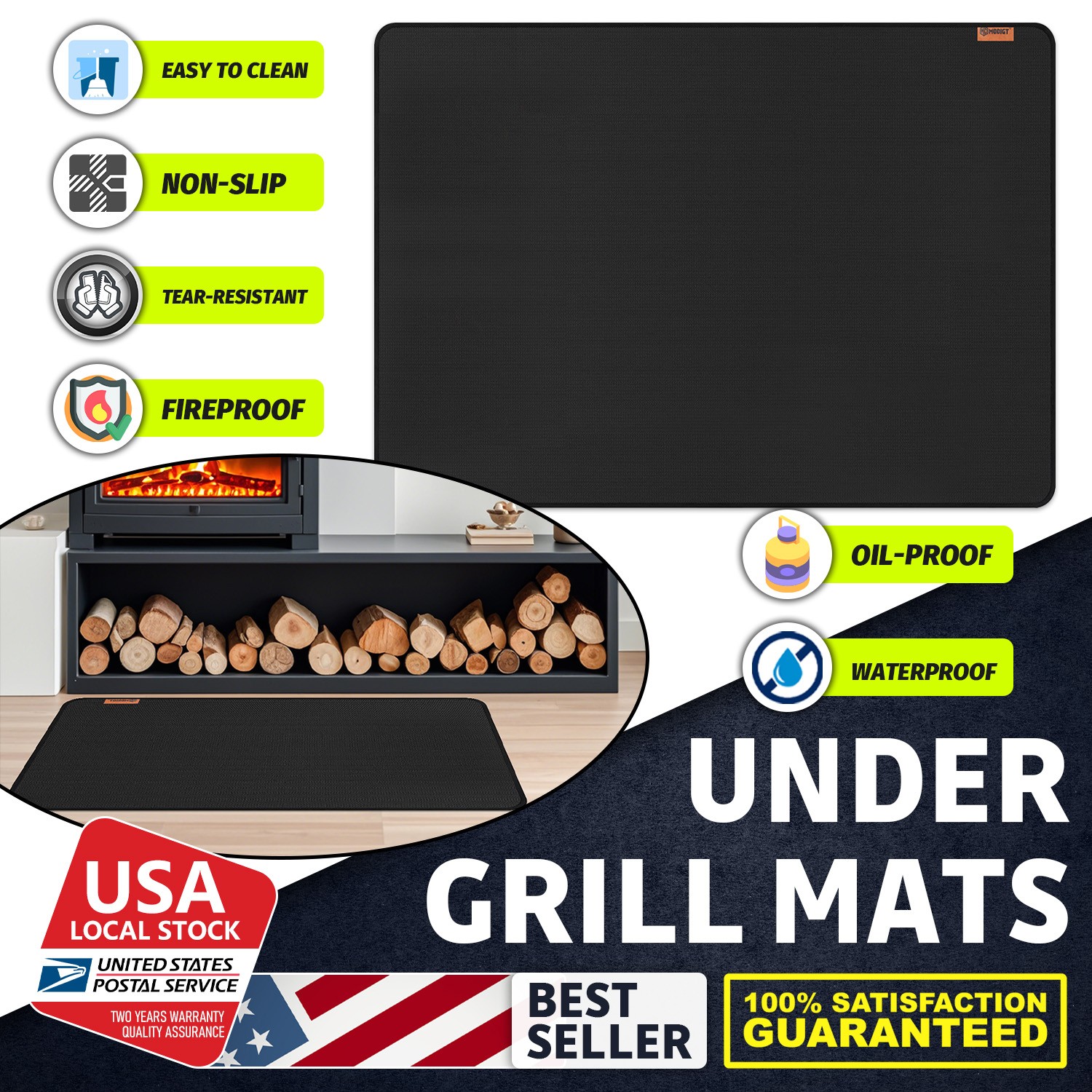 Under Grill Mats for Outdoor Grill Easy to Clean Reusable Grill Mat for Deck
