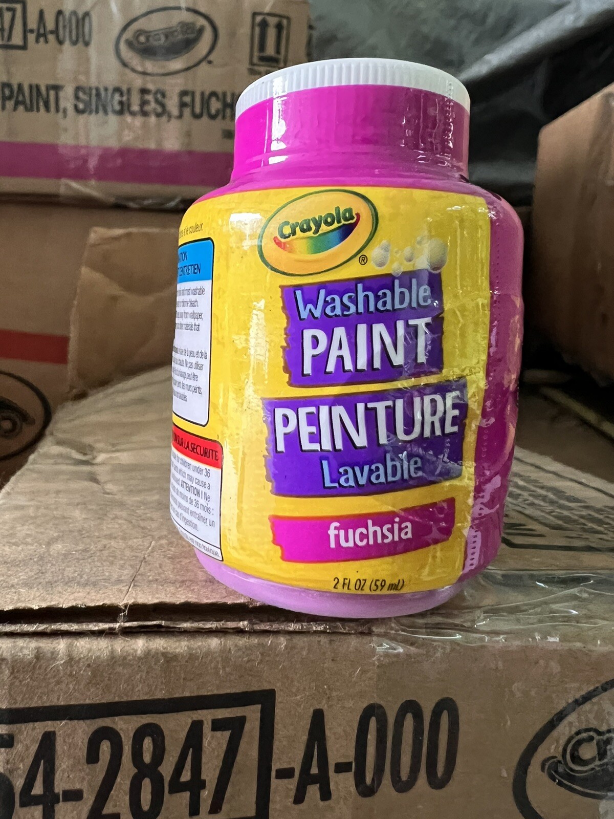 Case Of 12 Bottles Crayola Washable Paint Fuchsia 2oz Each Bottle.  New.