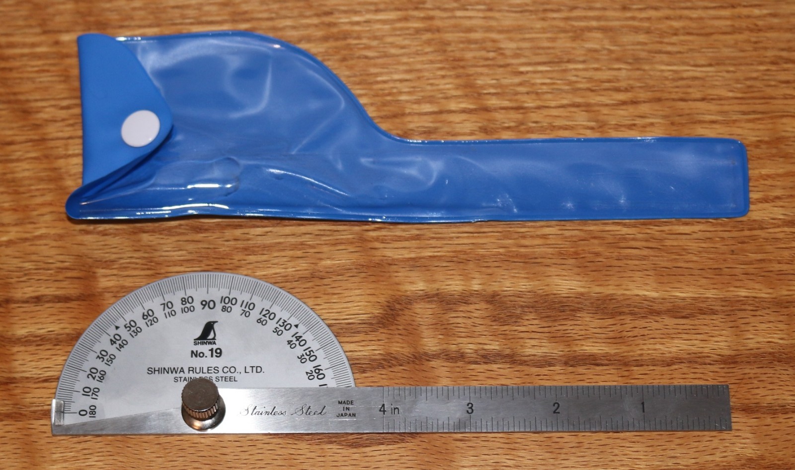 Shinwa Stainless Steel 6" No.19 Protractor - Made In Japan - With Case