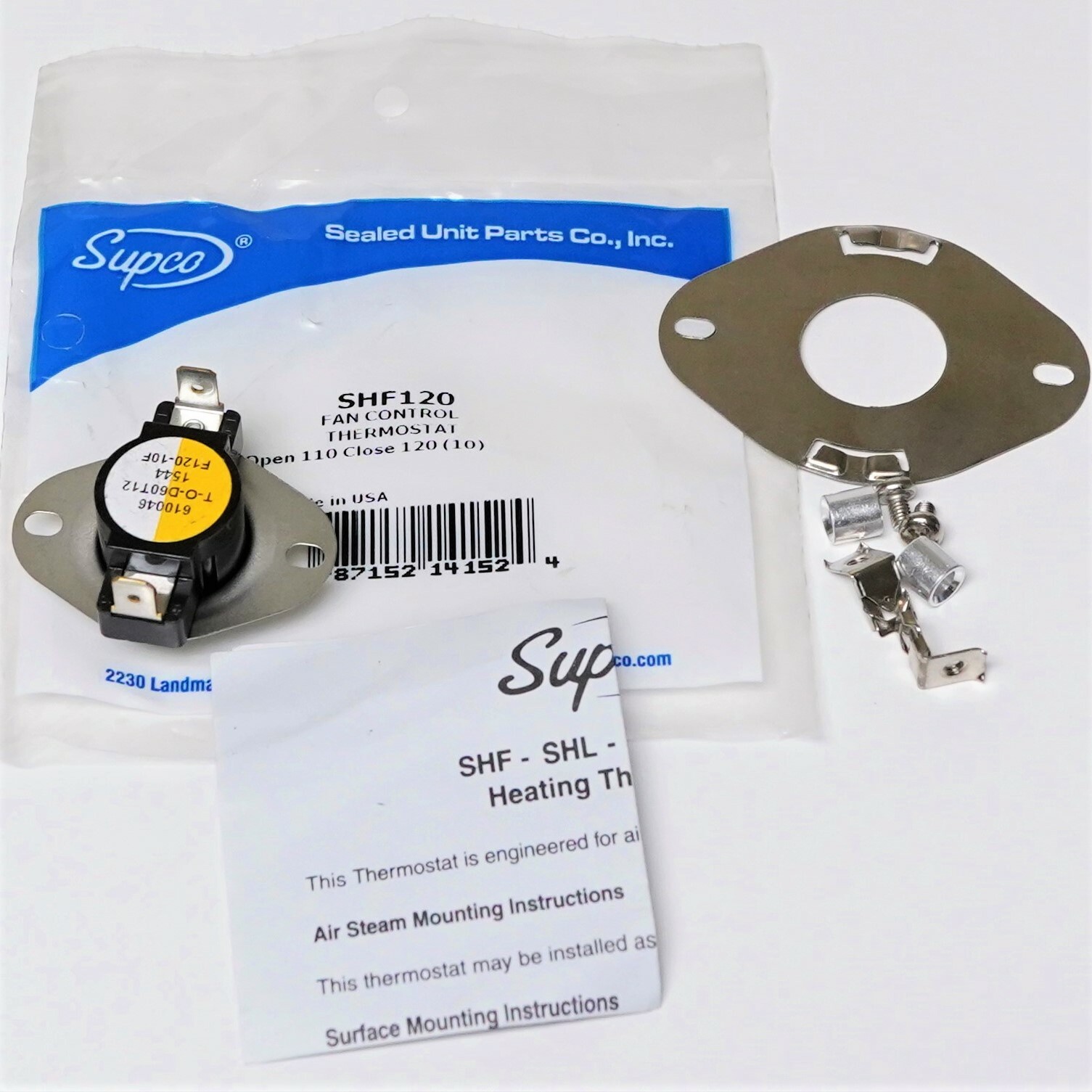 Supco SHF120 Heater Fan Control Thermostat Close-On Rise F120-10
