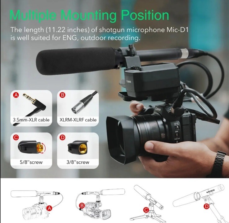 SYNCO MIC-D1 Hyper Cardioid Condenser Shotgun Broadcast Microphone For Camera