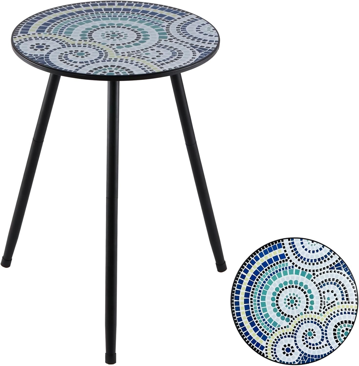 1 Pack Metal Outdoor Side Table Small Outside Round End Table for Patio Moder...