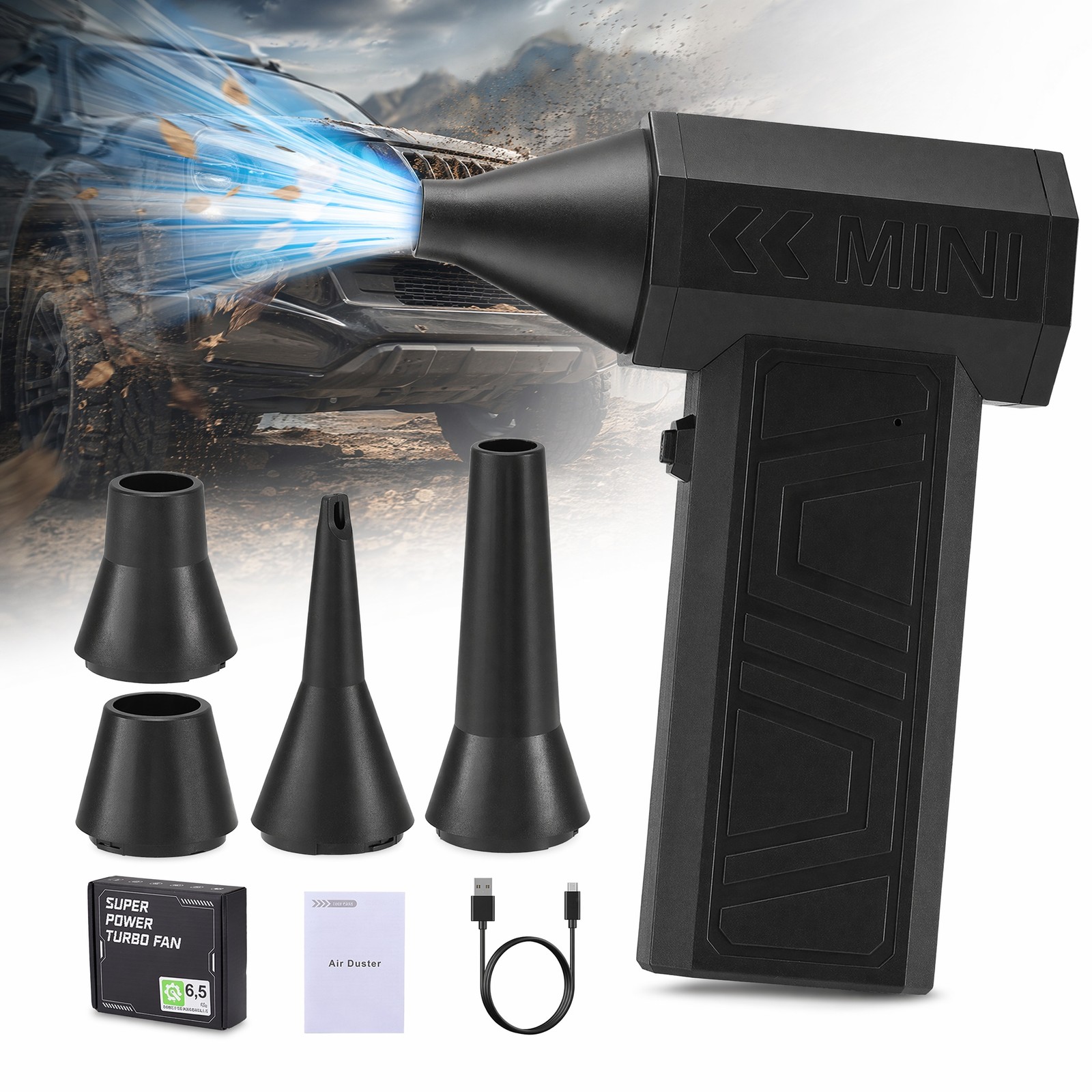 Electric Air Blower Duster Cordless 130000RPM 52m/s Mini Handheld Turbo Fan