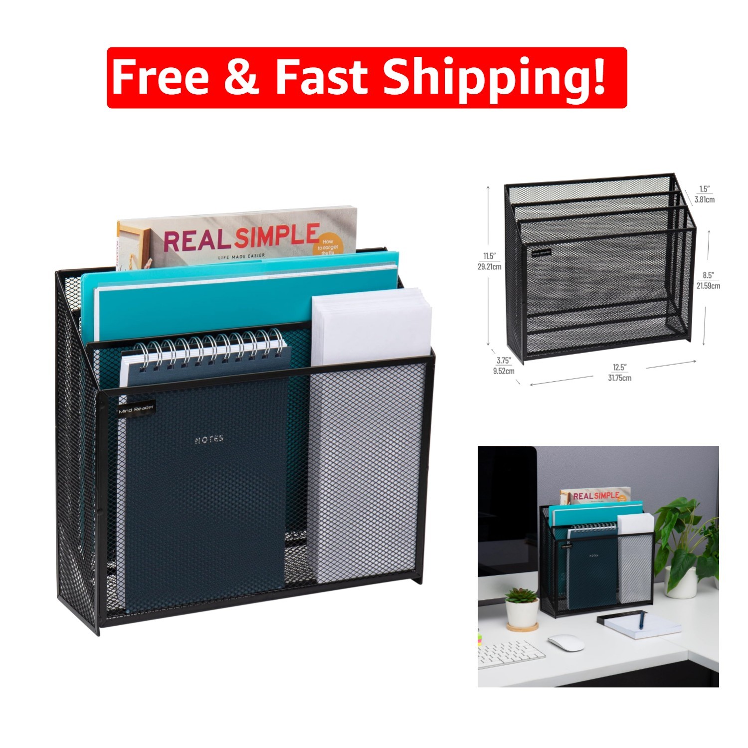 Sleek Lightweight Vertical File Storage - 13 lbs Capacity, 12.5"L x 3.75"W