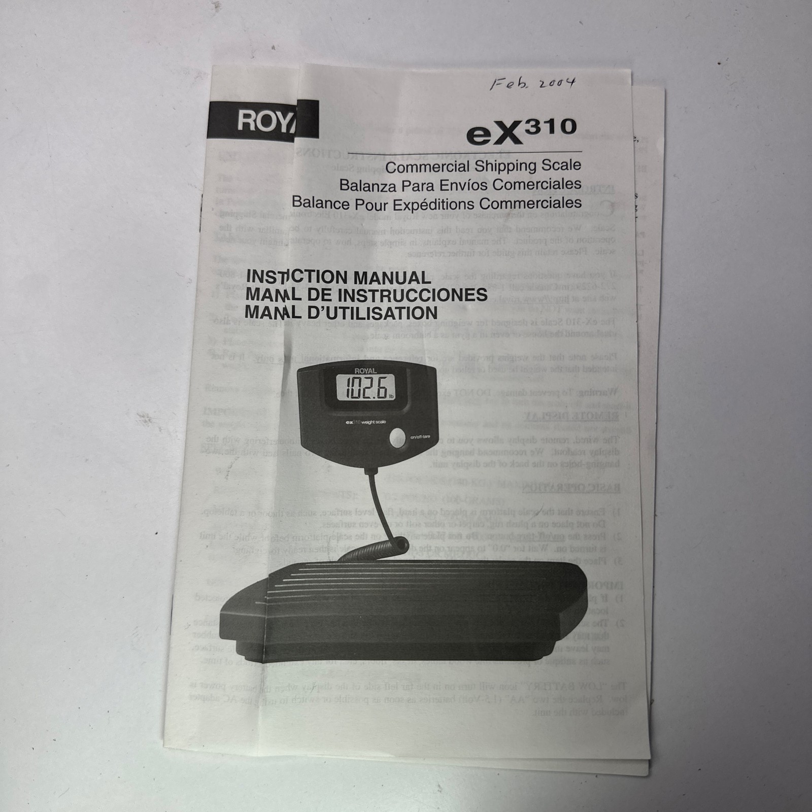 Royal EX310 Platform Freight Scale 310lb Capacity