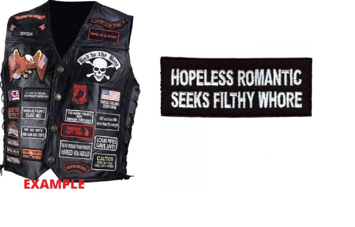 FUNNY BIKER PATCH HOPELESS ROMANTIC SEEKS Motorcycle harley Vest Jacket USA MADE