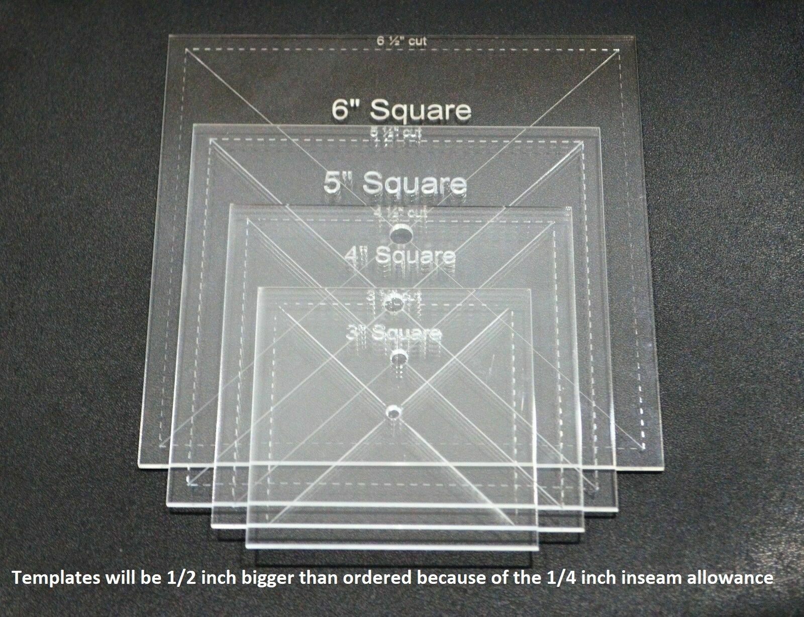 Acrylic Square Quilting Template (Choice of Sizes)
